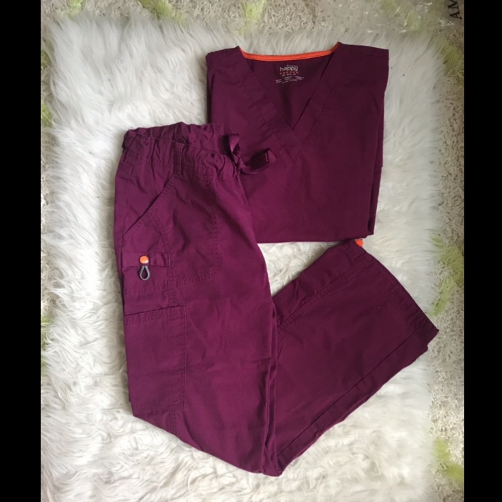 Code Happy scrubs, S petite pants,  XS top